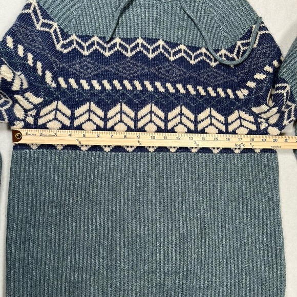 FatFace Men's Green Fair Isle Hooded Sweater Size 2XL Jumper Outdoors Cozy Warm - Picture 8 of 9